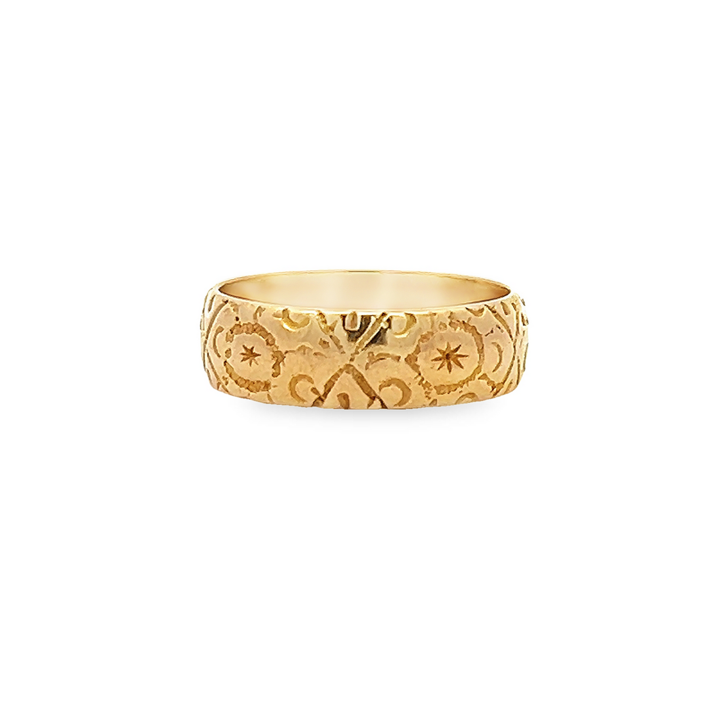 Antique Edwardian 18ct Gold Hand Engraved Wedding Ring