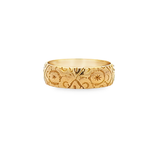 Antique Edwardian 18ct Gold Hand Engraved Wedding Ring