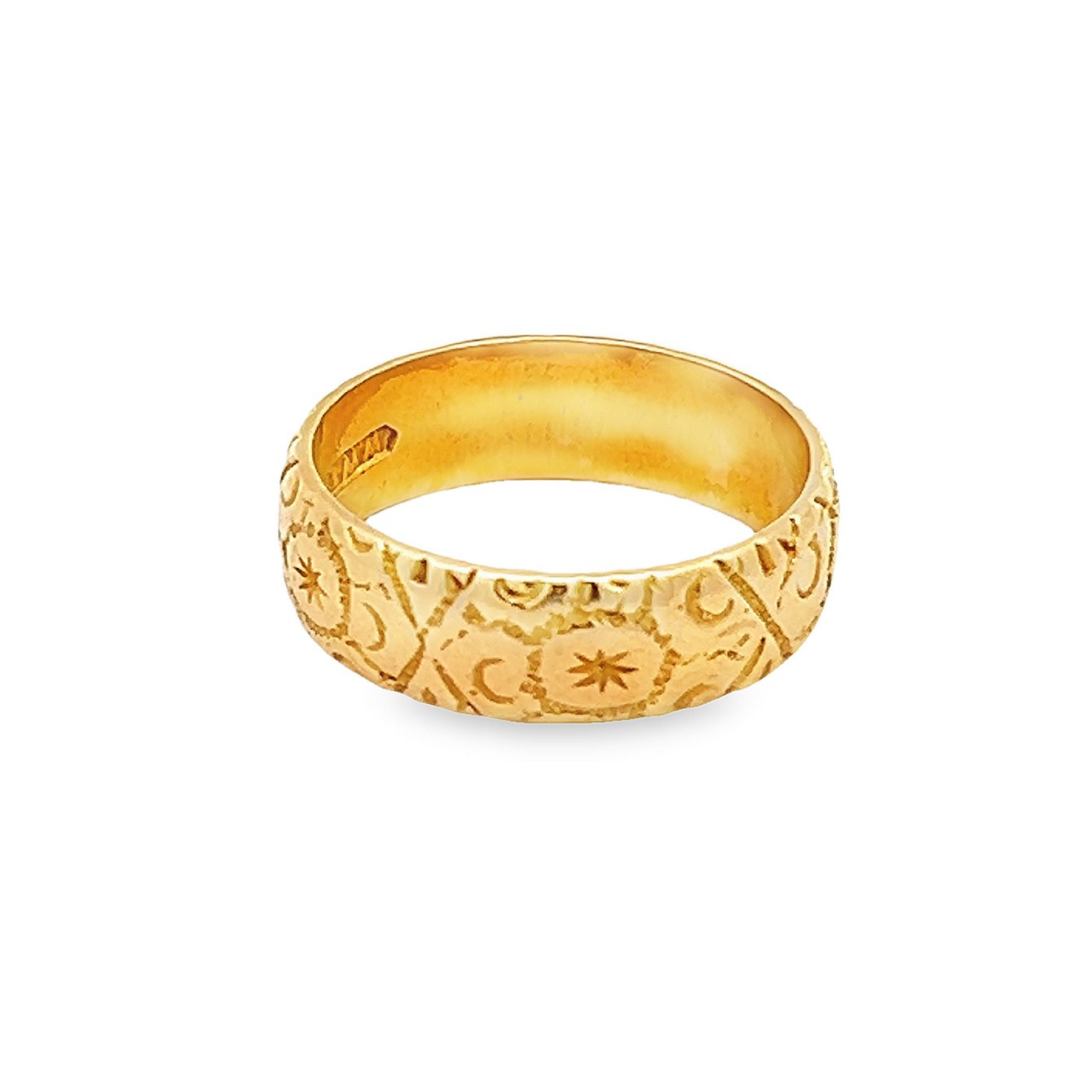 Antique Edwardian 18ct Gold Hand Engraved Wedding Ring