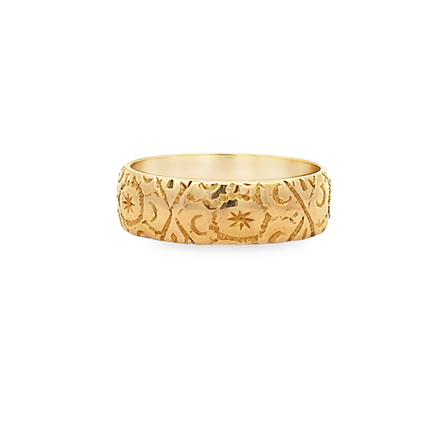 Antique Edwardian 18ct Gold Hand Engraved Wedding Ring