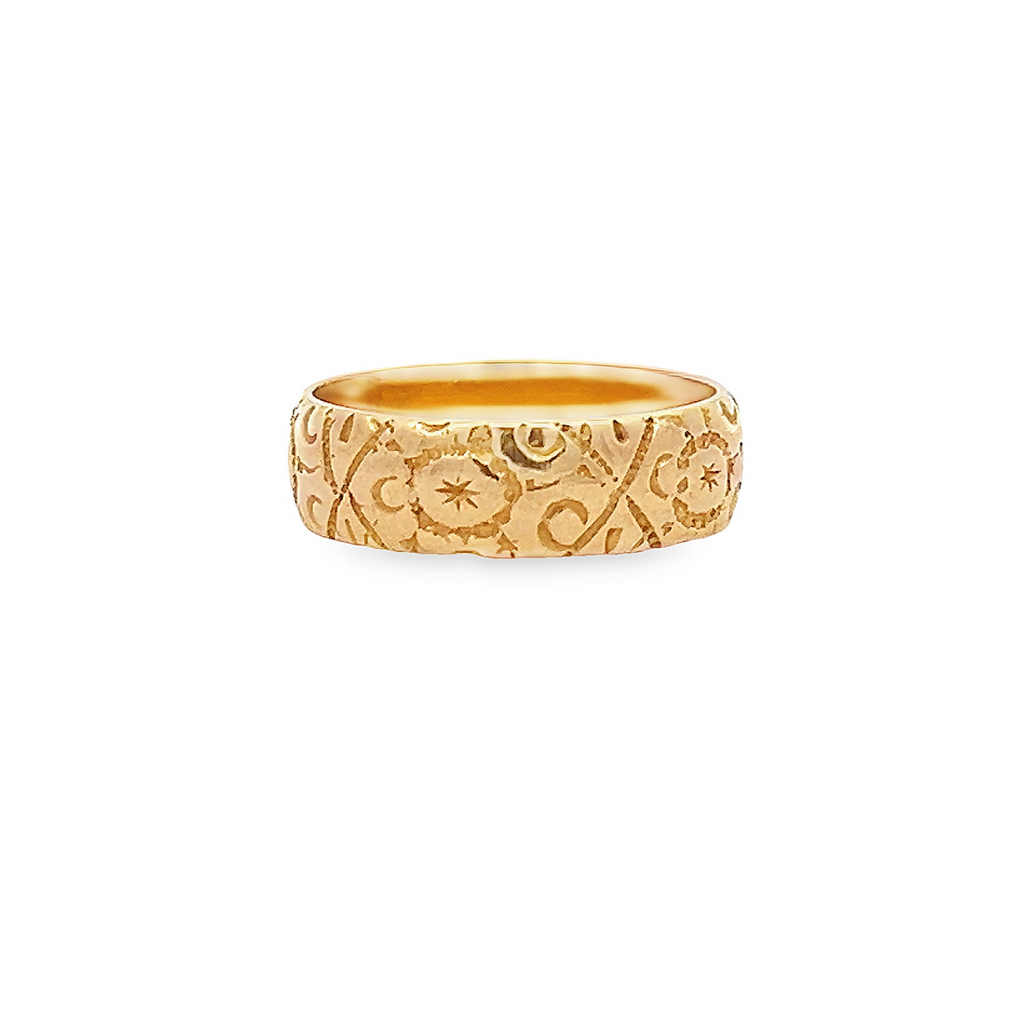 Antique Edwardian 18ct Gold Hand Engraved Wedding Ring