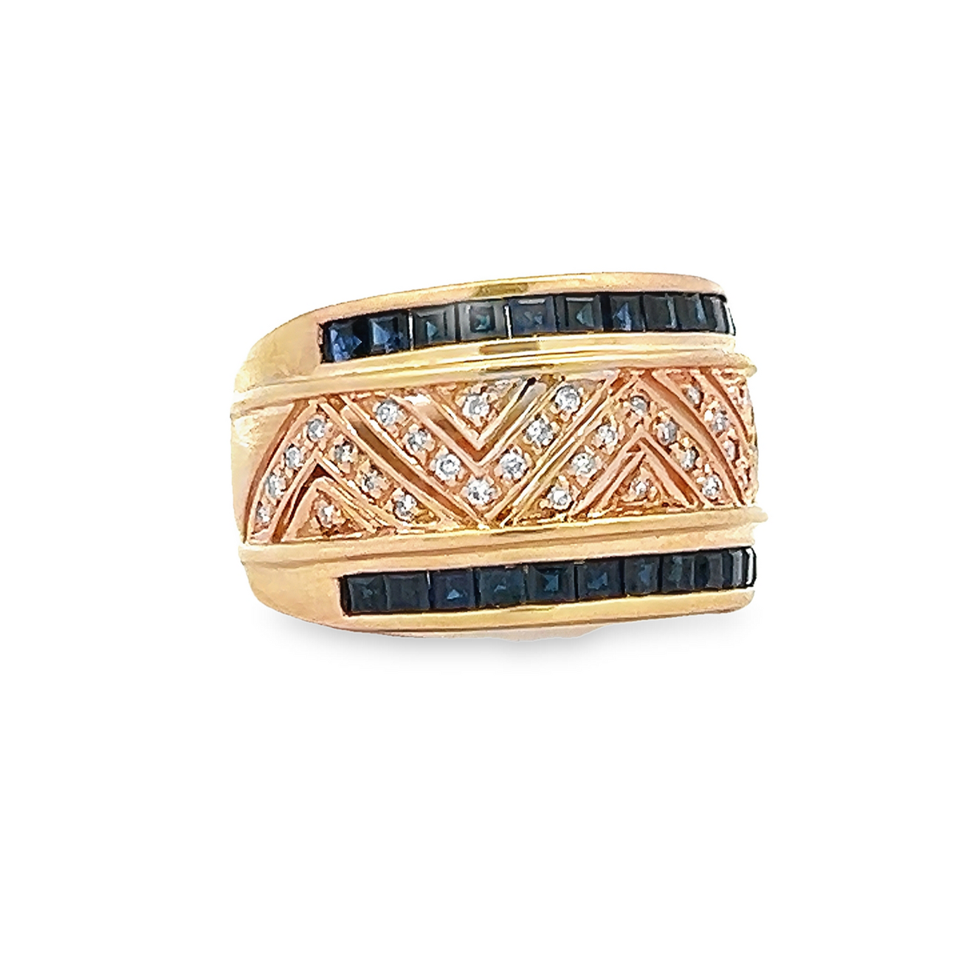 Vintage Diamond and Sapphire 9ct Gold Half Eternity Ring