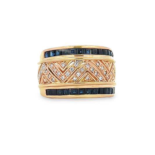 Vintage Diamond and Sapphire 9ct Gold Half Eternity Ring