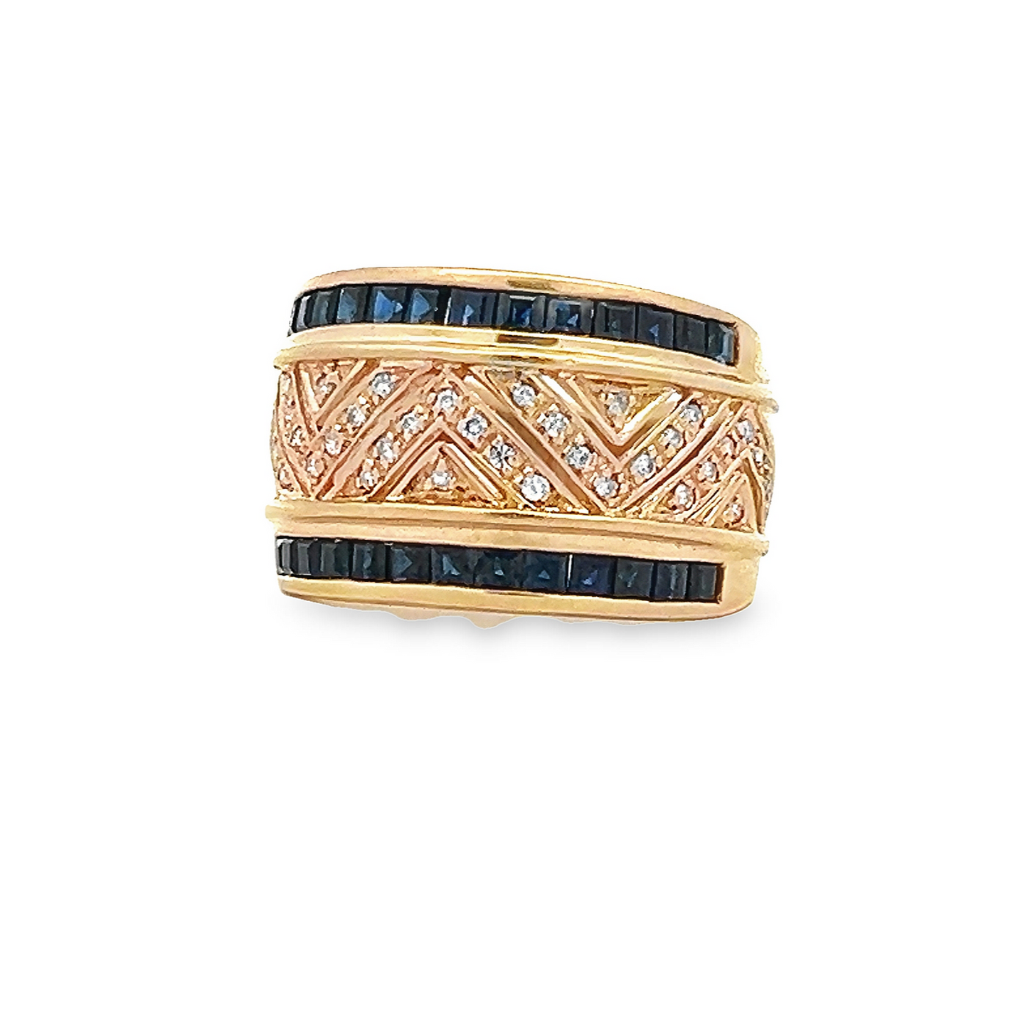 Vintage Diamond and Sapphire 9ct Gold Half Eternity Ring