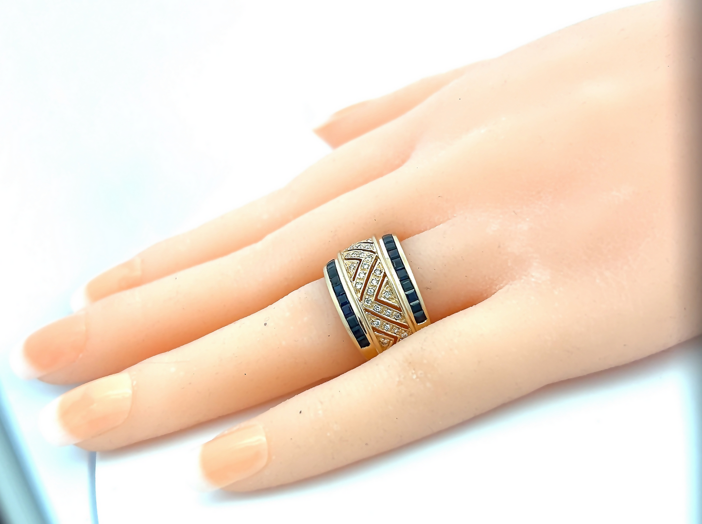 Vintage Diamond and Sapphire 9ct Gold Half Eternity Ring