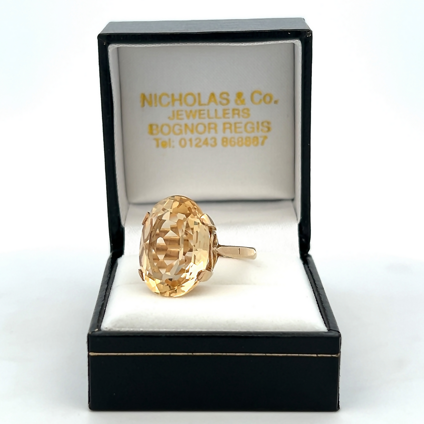 Vintage 1960's Citrine 9ct Gold Cocktail / Dress Ring