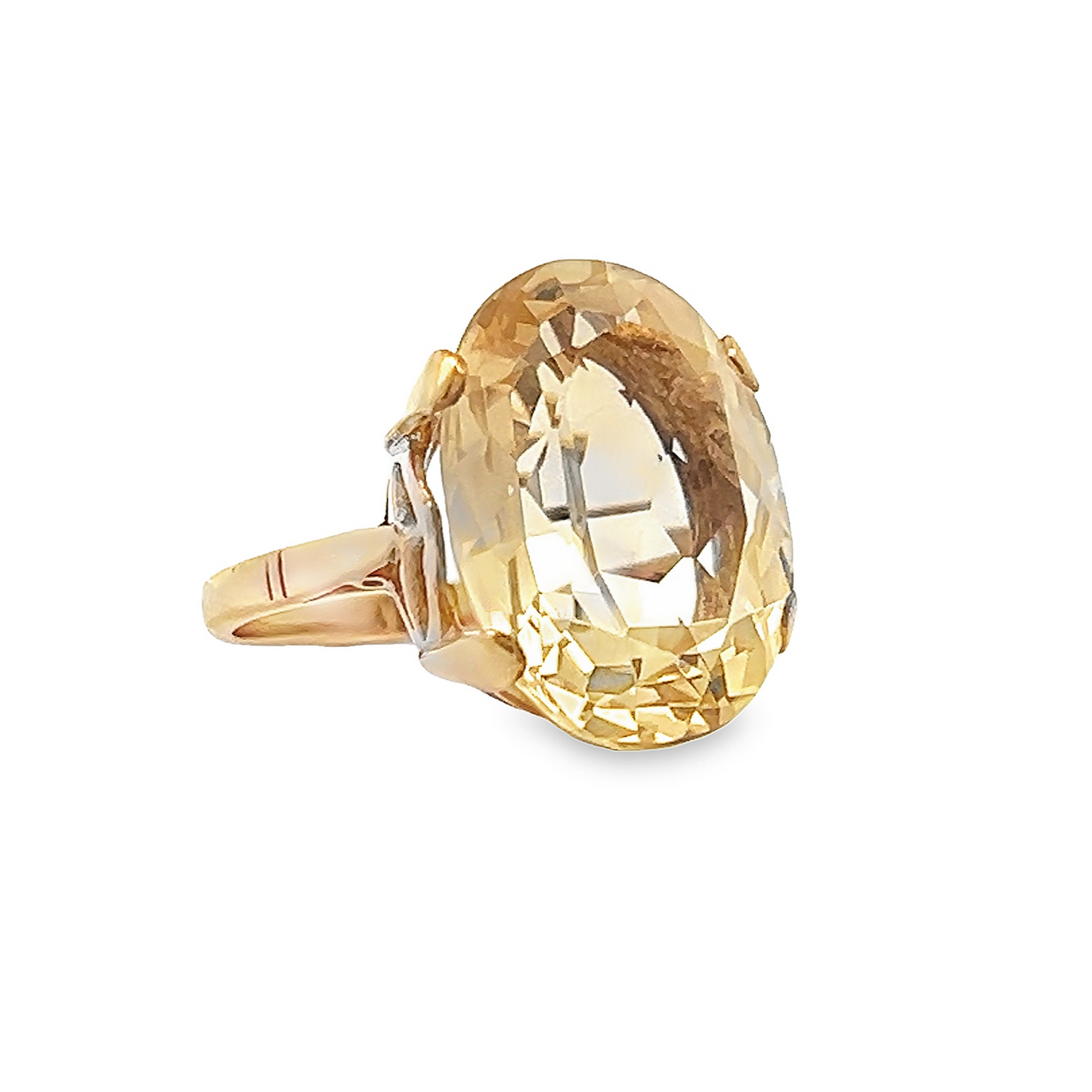 Vintage 1960's Citrine 9ct Gold Cocktail / Dress Ring