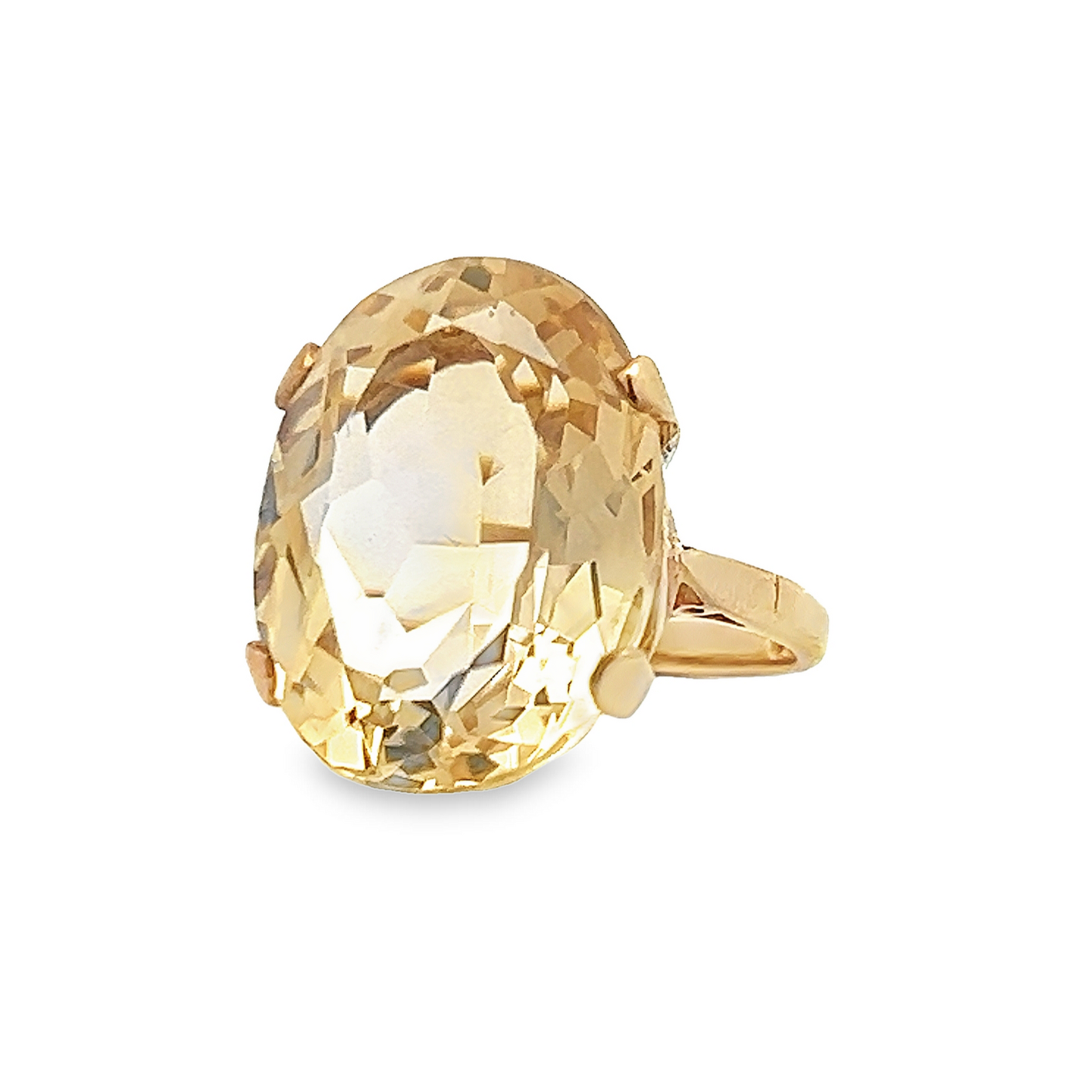 Vintage 1960's Citrine 9ct Gold Cocktail / Dress Ring