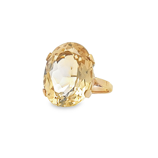 Vintage 1960's Citrine 9ct Gold Cocktail / Dress Ring