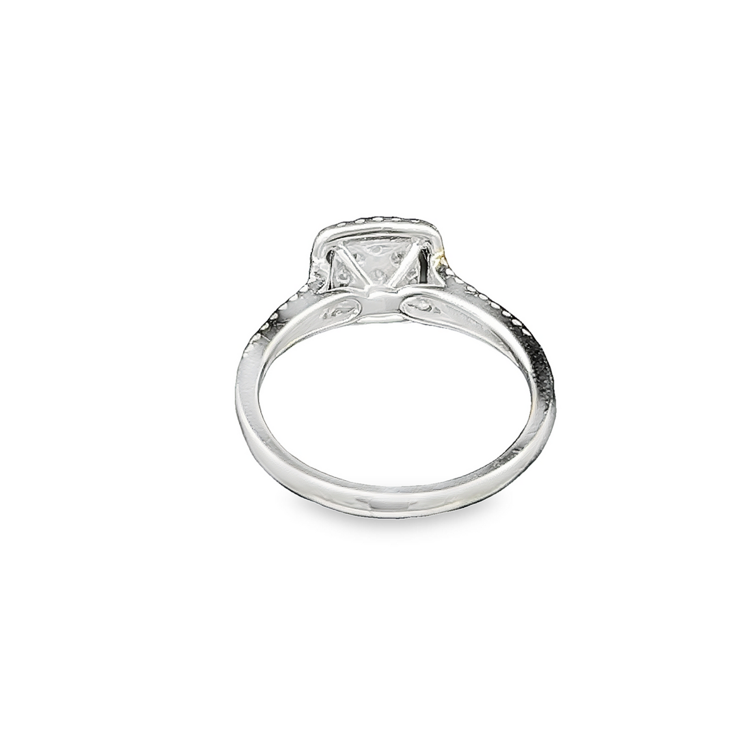 Natural Diamond Halo Cluster 18ct White Gold Ring with Diamond Split Shoulders