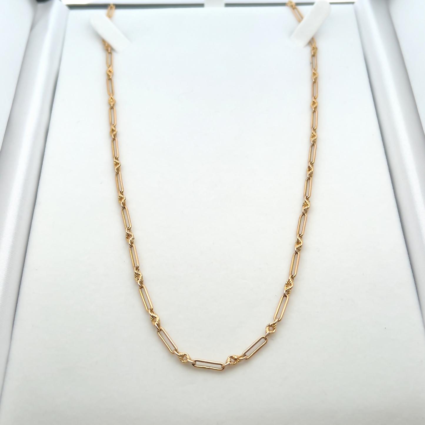Antique Edwardian Ornate Trombone Fetter Link 9ct Gold Chain
