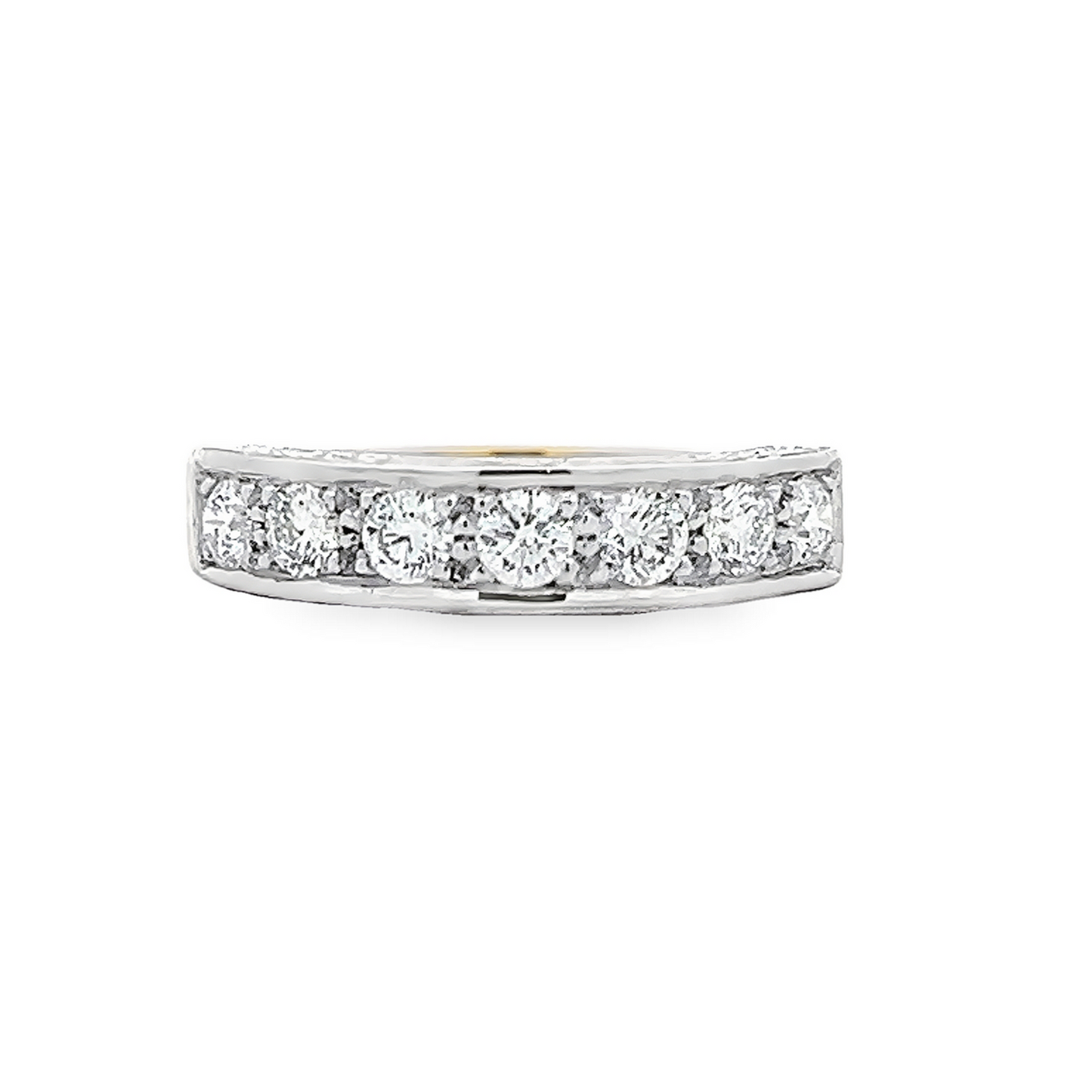 Bespoke Victorian Style Natural Diamond 18ct Gold Carved Half Eternity Ring. 0.75 Carat Diamond ring