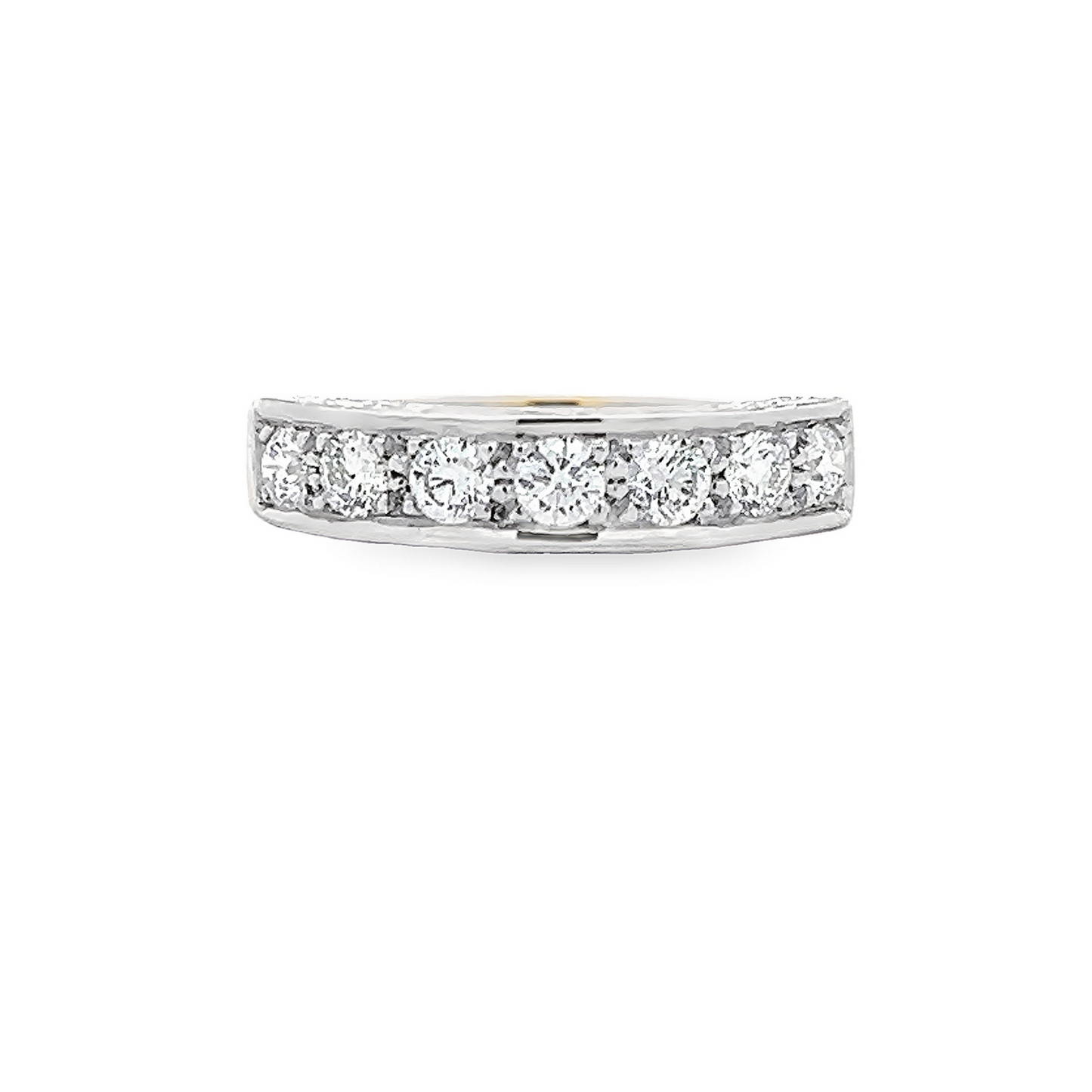 Bespoke Victorian Style Natural Diamond 18ct Gold Carved Half Eternity Ring. 0.75 Carat Diamond ring
