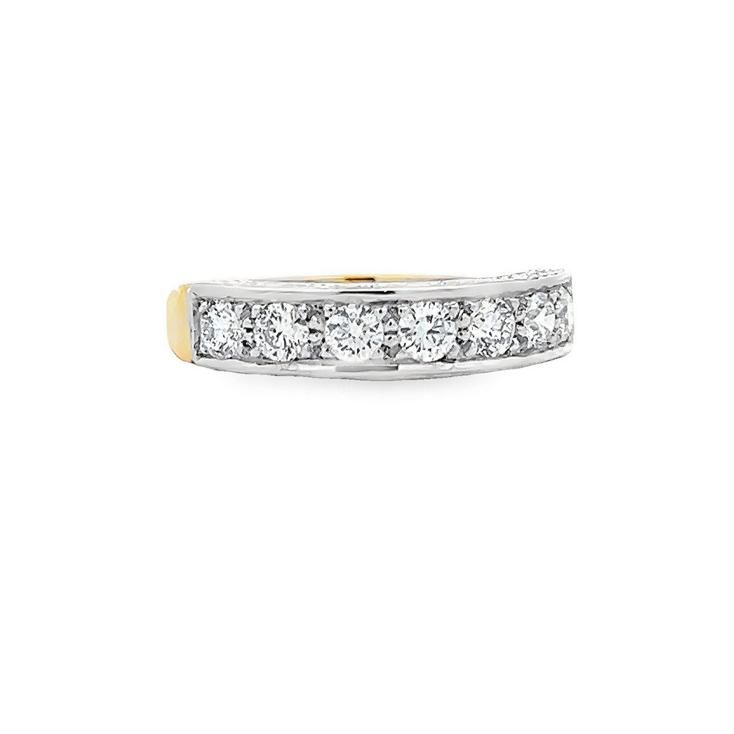 Bespoke Victorian Style Natural Diamond 18ct Gold Carved Half Eternity Ring. 0.75 Carat Diamond ring