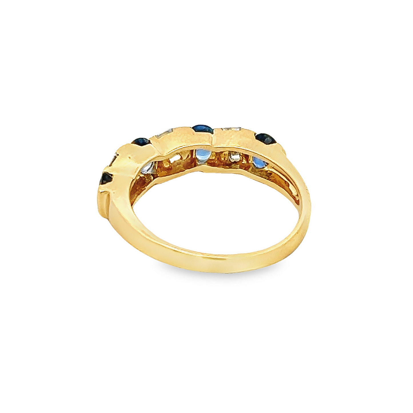 Vintage Sapphire and Baguette Diamond 18ct Gold Half Eternity Ring