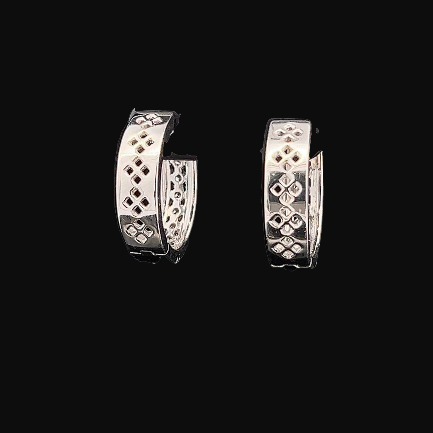 Contemporary Three Row Natural Diamond 18ct White Pave Set Hoop Earrings