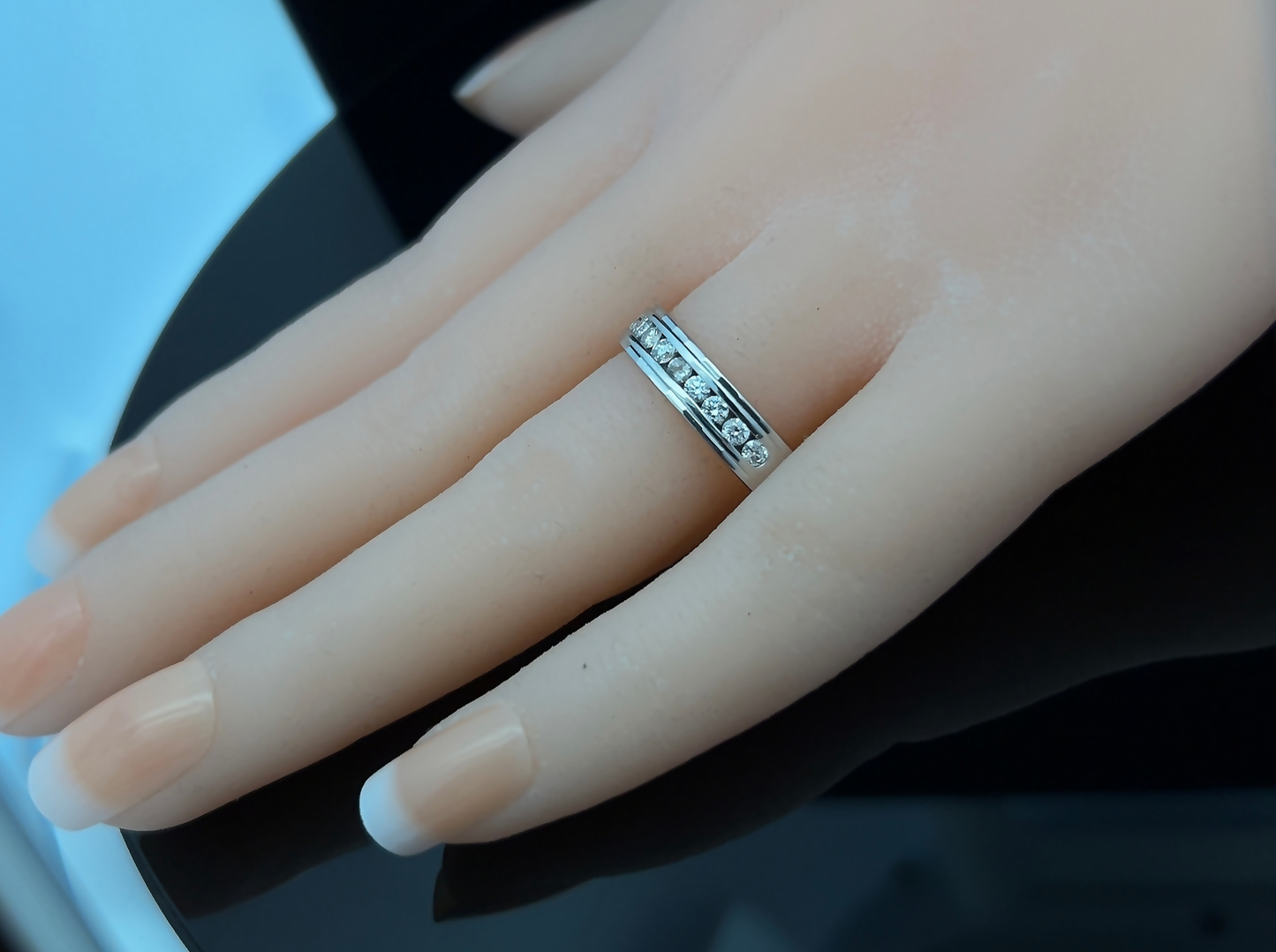 Vintage Diamond 18ct White Gold Half Eternity Ring