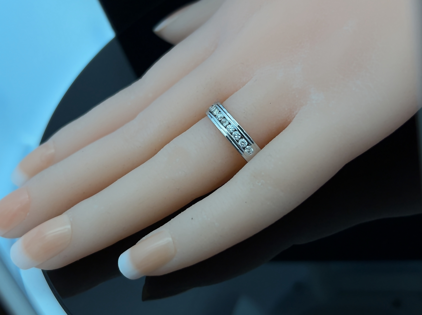 Vintage Diamond 18ct White Gold Half Eternity Ring