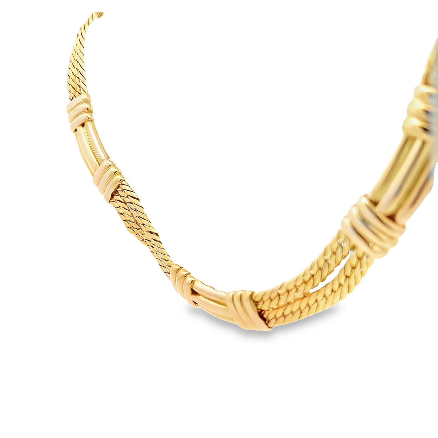 Modernist Solid 14ct Yellow Gold Fetter Link  'Cleopatra' Collar