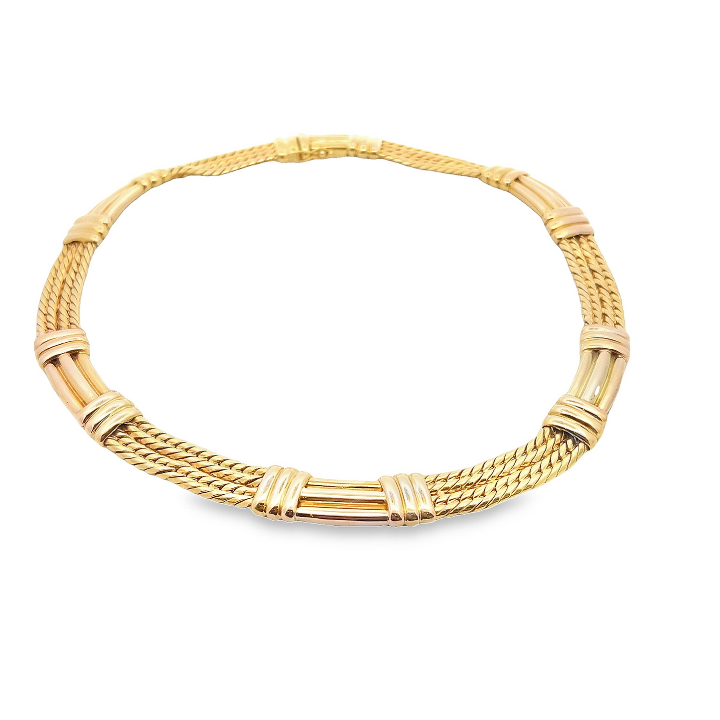 Modernist Solid 14ct Yellow Gold Fetter Link  'Cleopatra' Collar