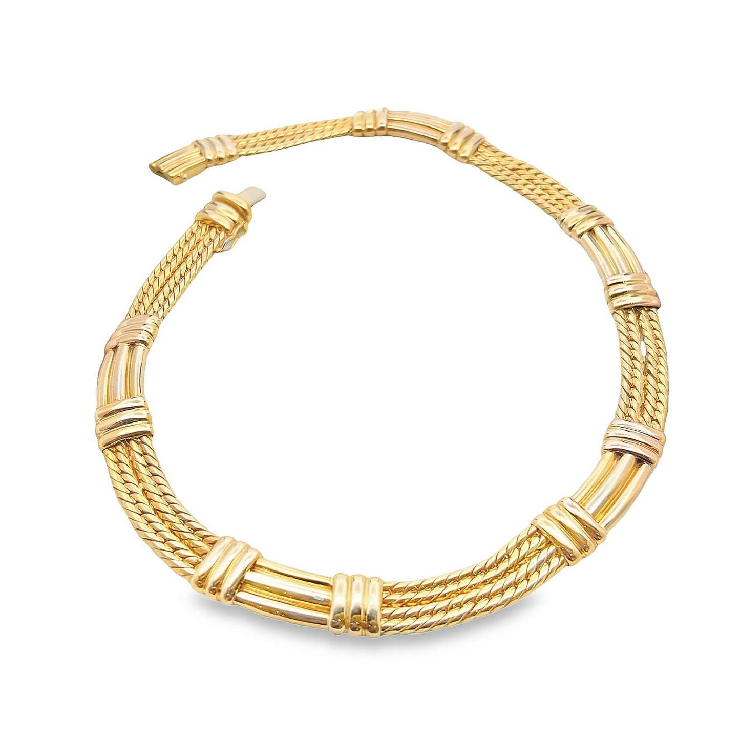 Modernist Solid 14ct Yellow Gold Fetter Link  'Cleopatra' Collar