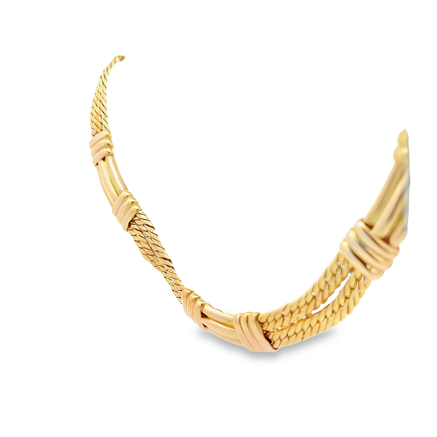 Modernist Solid 14ct Yellow Gold Fetter Link  'Cleopatra' Collar