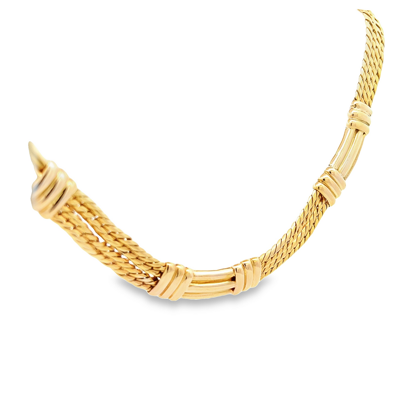 Modernist Solid 14ct Yellow Gold Fetter Link  'Cleopatra' Collar