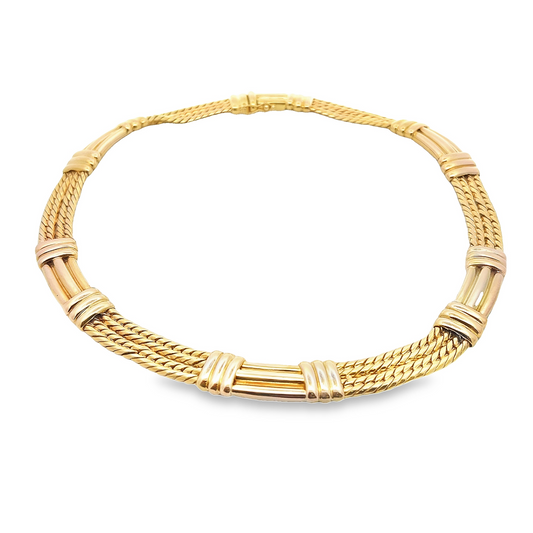 Modernist Solid 14ct Yellow Gold Fetter Link  'Cleopatra' Collar