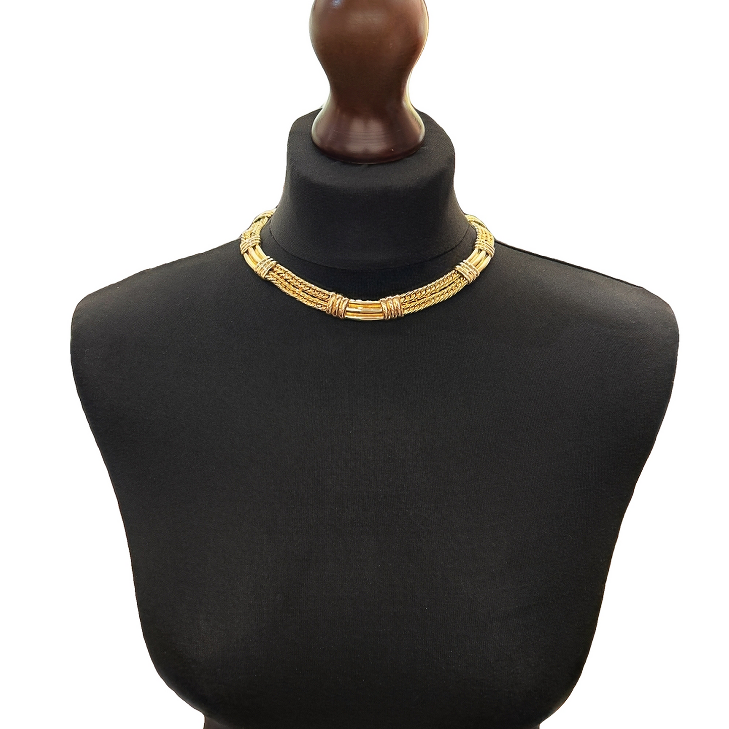 Modernist Solid 14ct Yellow Gold Fetter Link  'Cleopatra' Collar