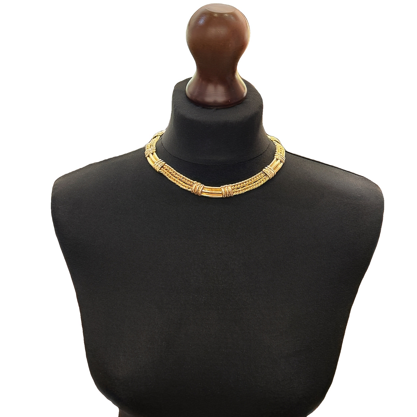 Modernist Solid 14ct Yellow Gold Fetter Link  'Cleopatra' Collar
