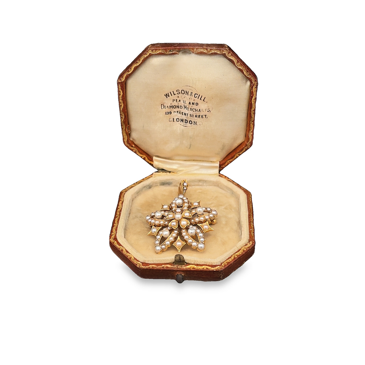 Antique Natural Split Pearl 15ct Gold Star Pendant / Brooch