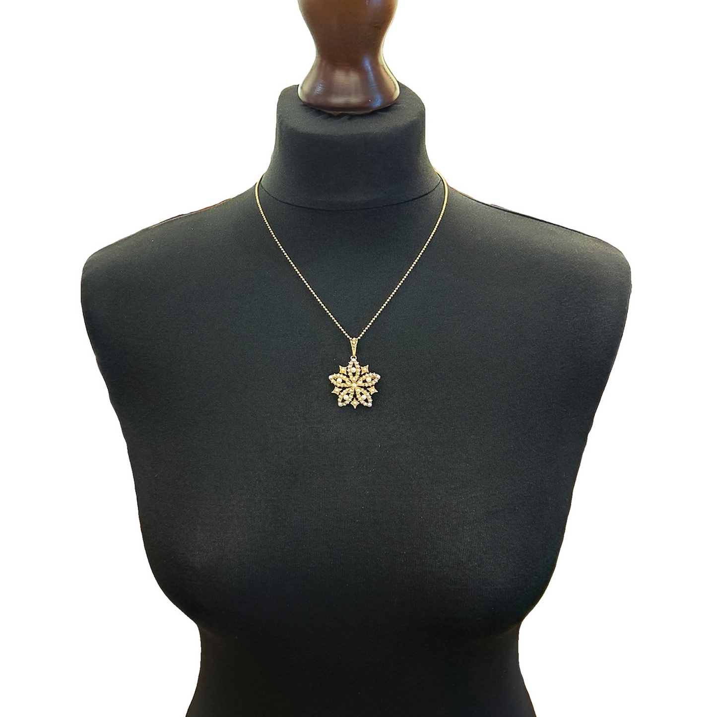 Antique Natural Split Pearl 15ct Gold Star Pendant / Brooch