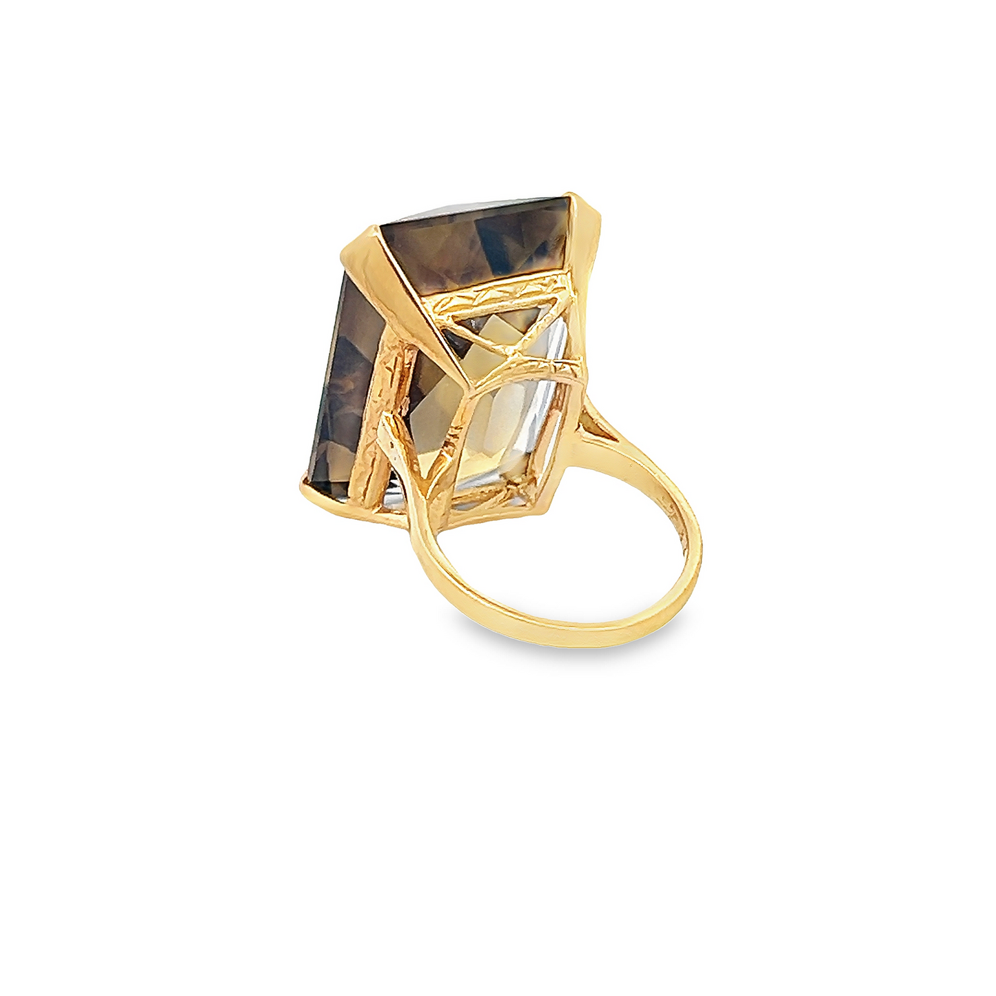 Vintage Large Smoky Quartz 9ct Gold Dress Ring