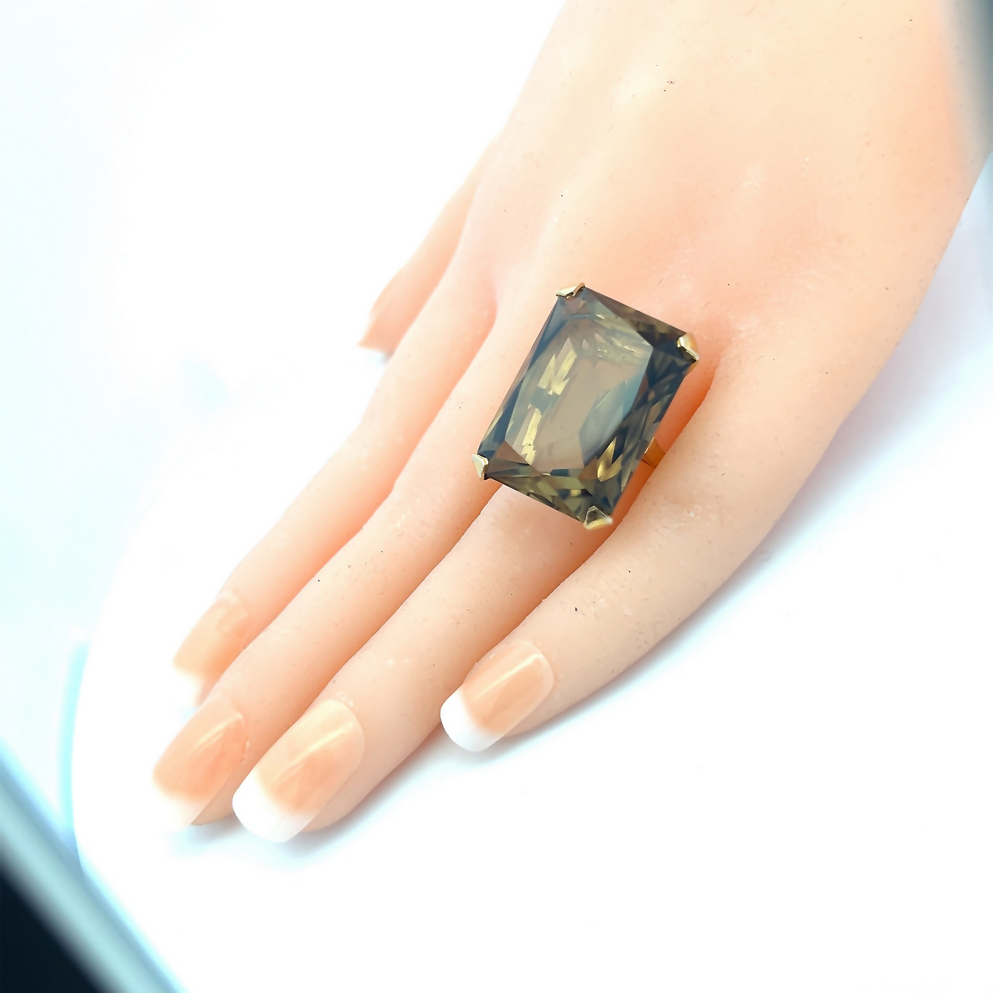 Vintage Large Smoky Quartz 9ct Gold Dress Ring