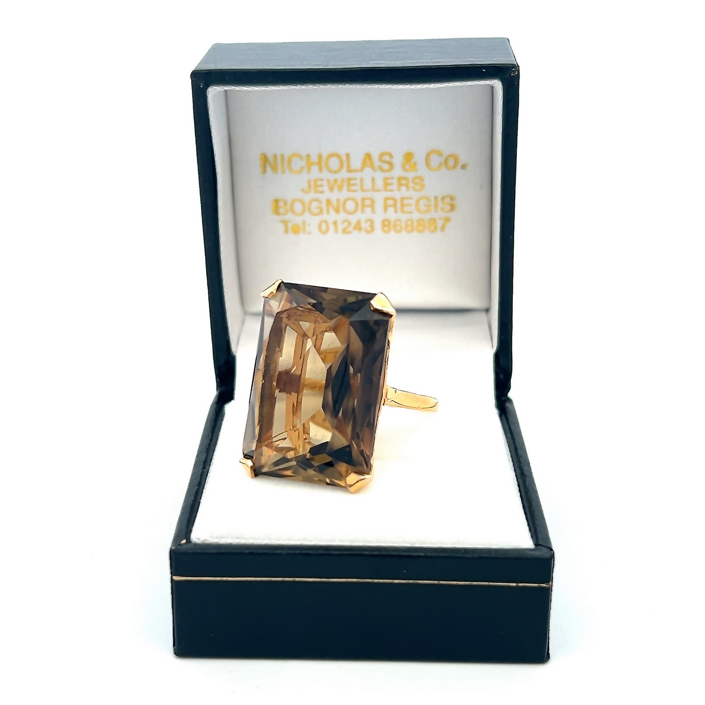 Vintage Large Smoky Quartz 9ct Gold Dress Ring