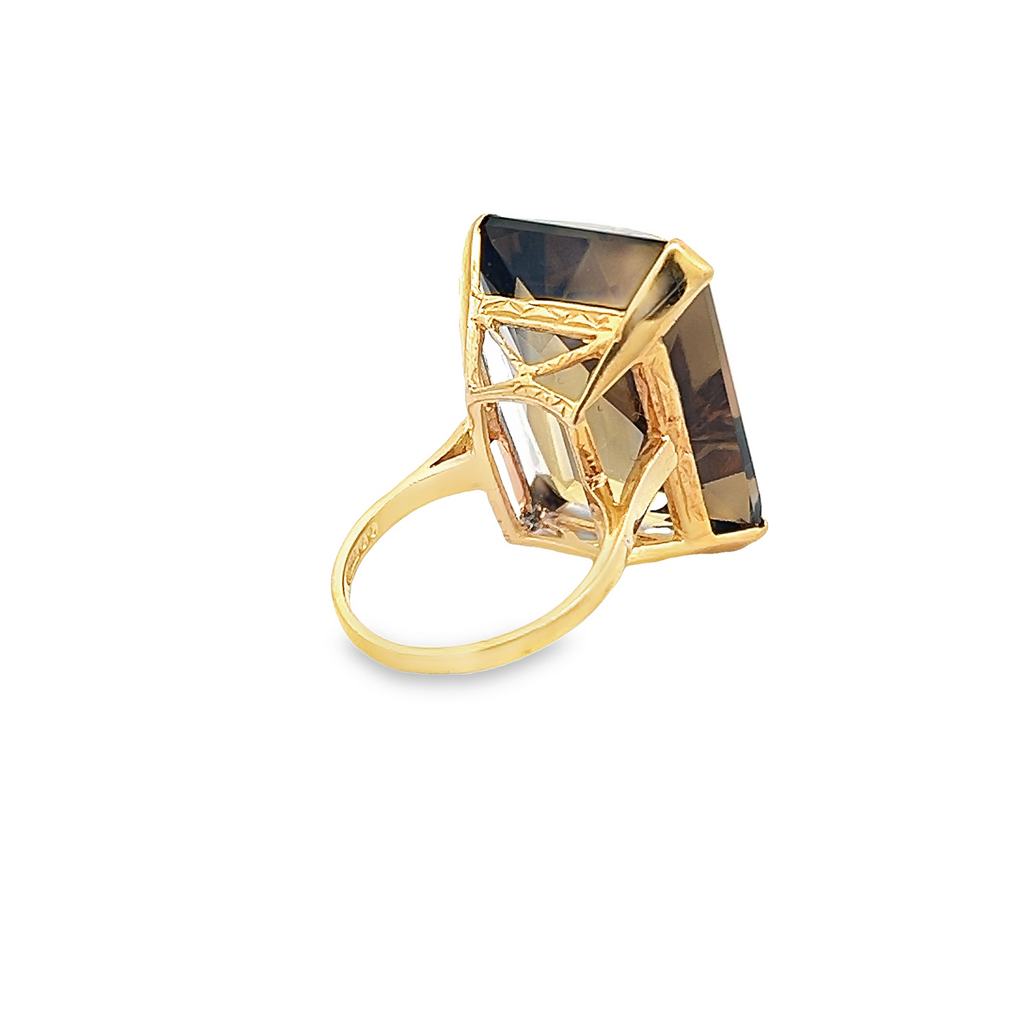 Vintage Large Smoky Quartz 9ct Gold Dress Ring