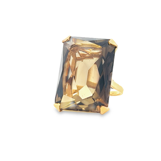 Vintage Large Smoky Quartz 9ct Gold Dress Ring