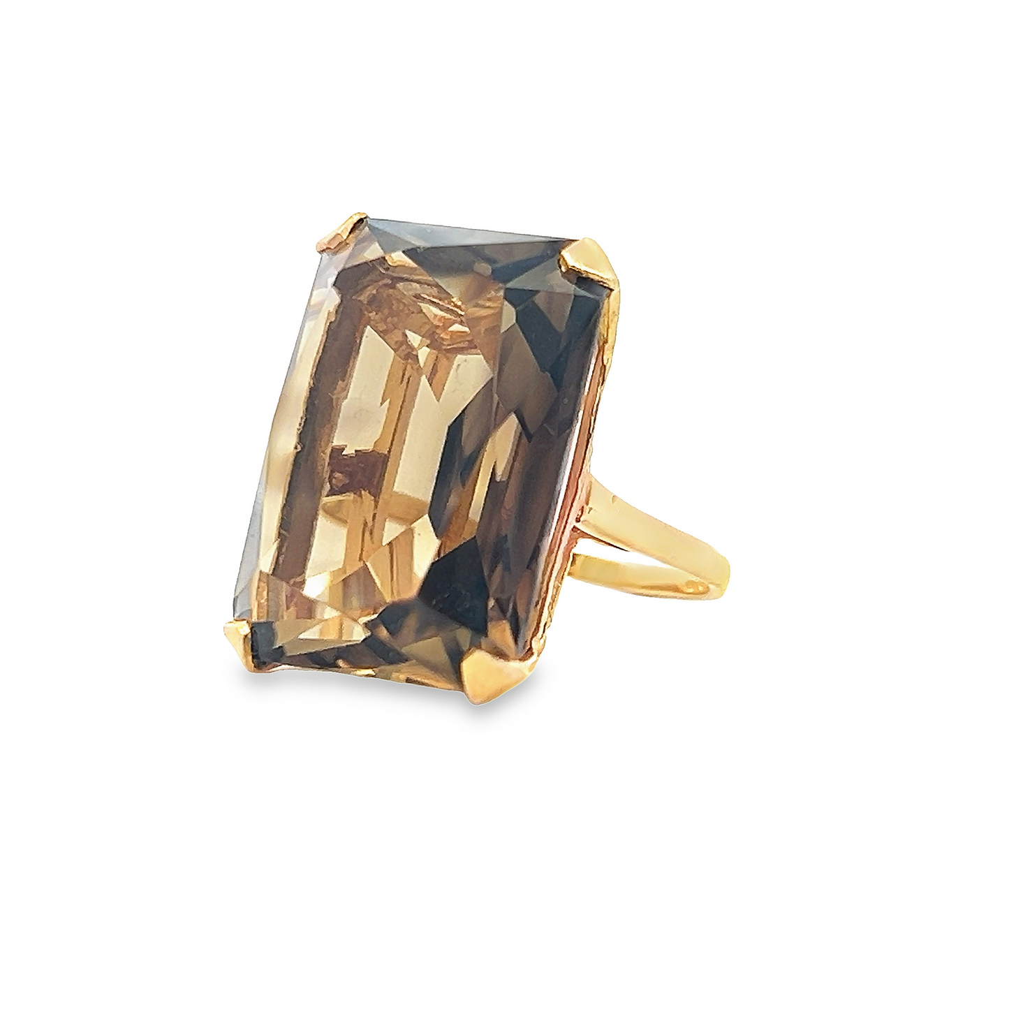 Vintage Large Smoky Quartz 9ct Gold Dress Ring