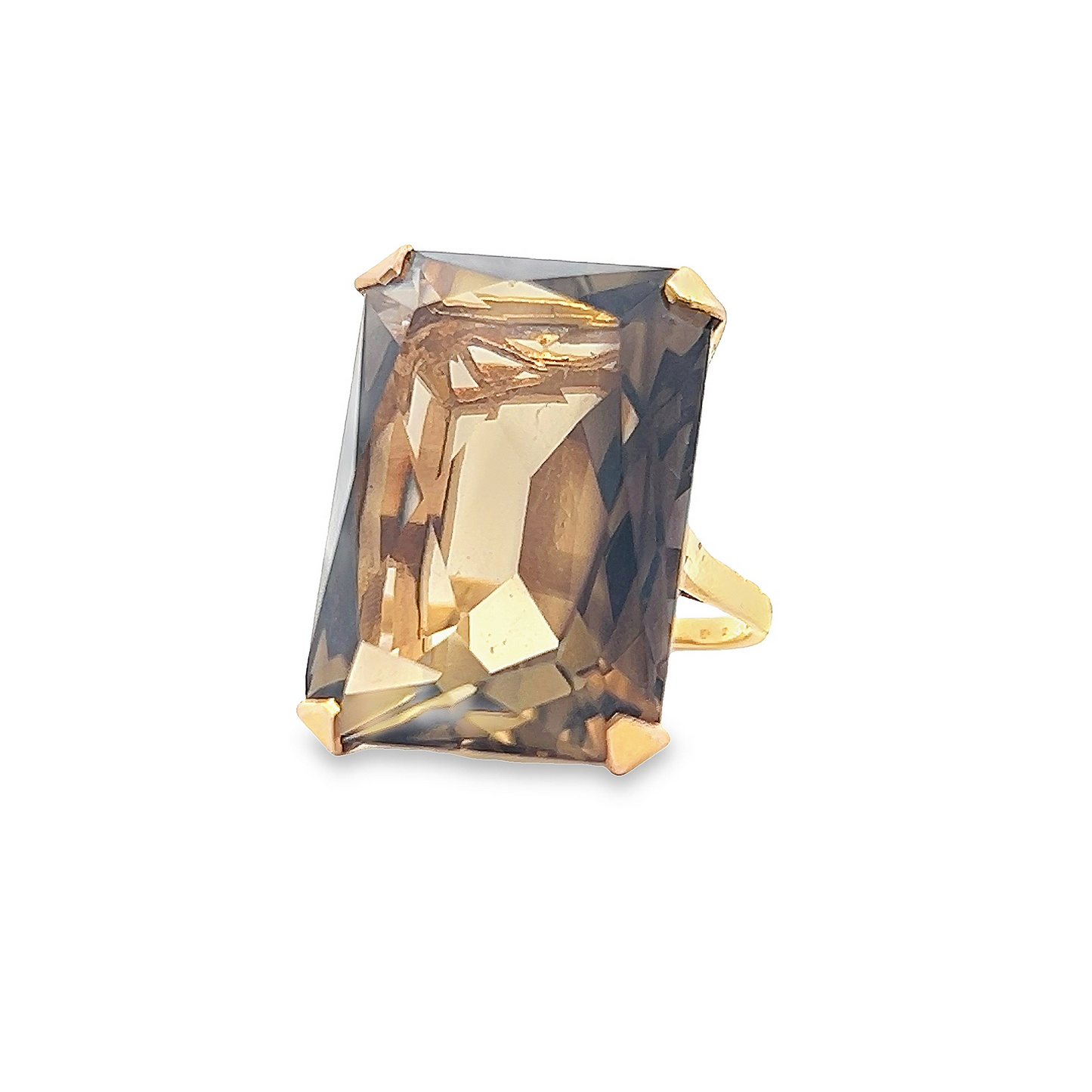 Vintage Large Smoky Quartz 9ct Gold Dress Ring
