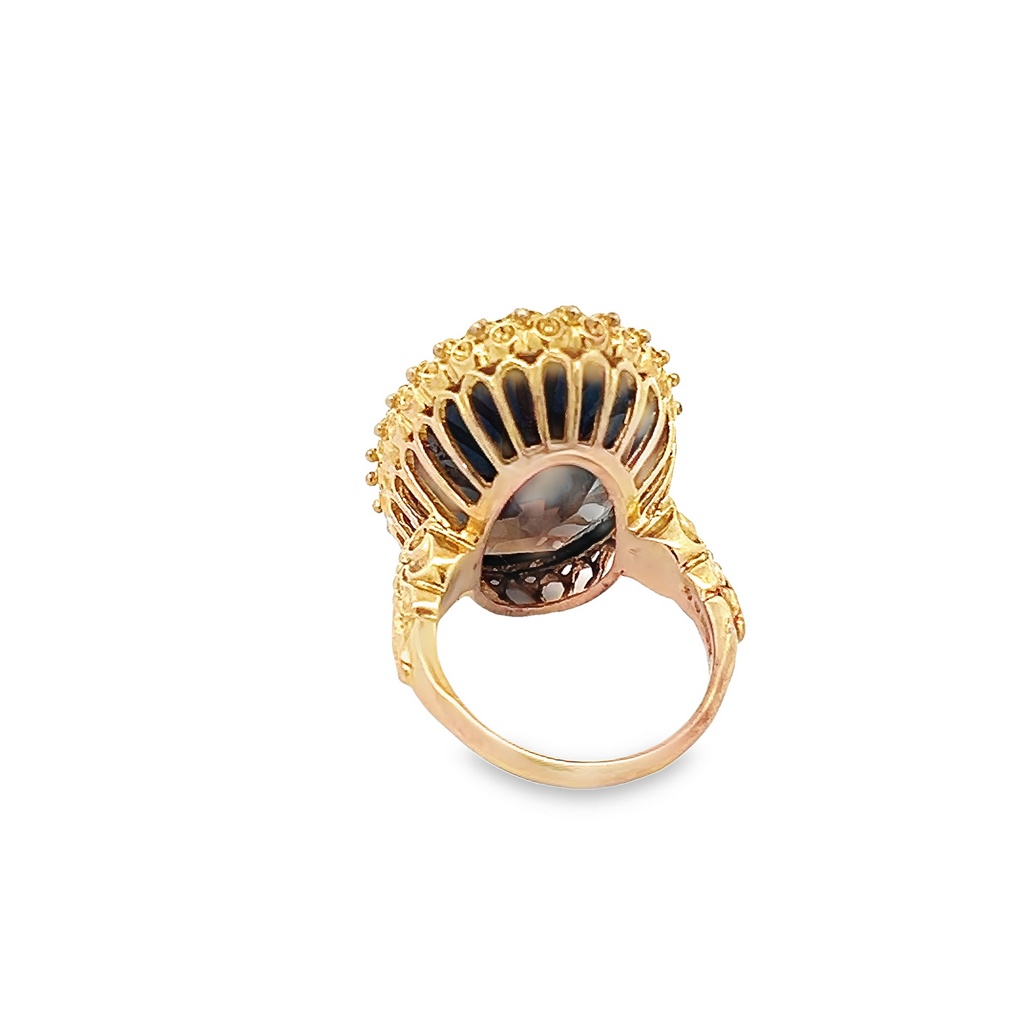 Vintage Large Oval Smoky Quartz 9ct Gold Dress Ring