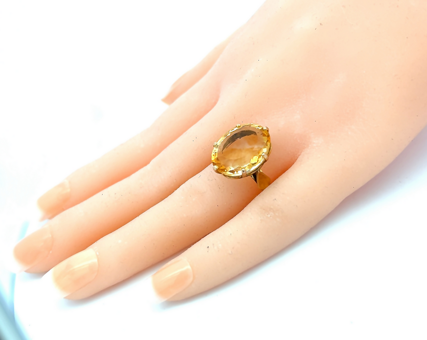 Vintage Oval Citrine 9ct Gold Dress Ring