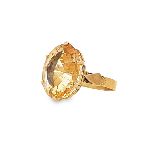 Vintage Oval Citrine 9ct Gold Dress Ring