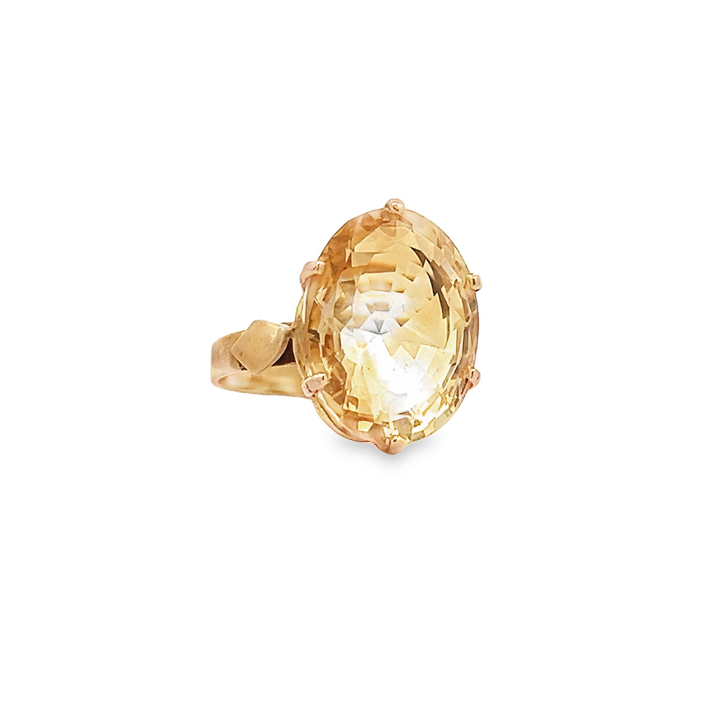 Vintage Oval Citrine 9ct Gold Dress Ring