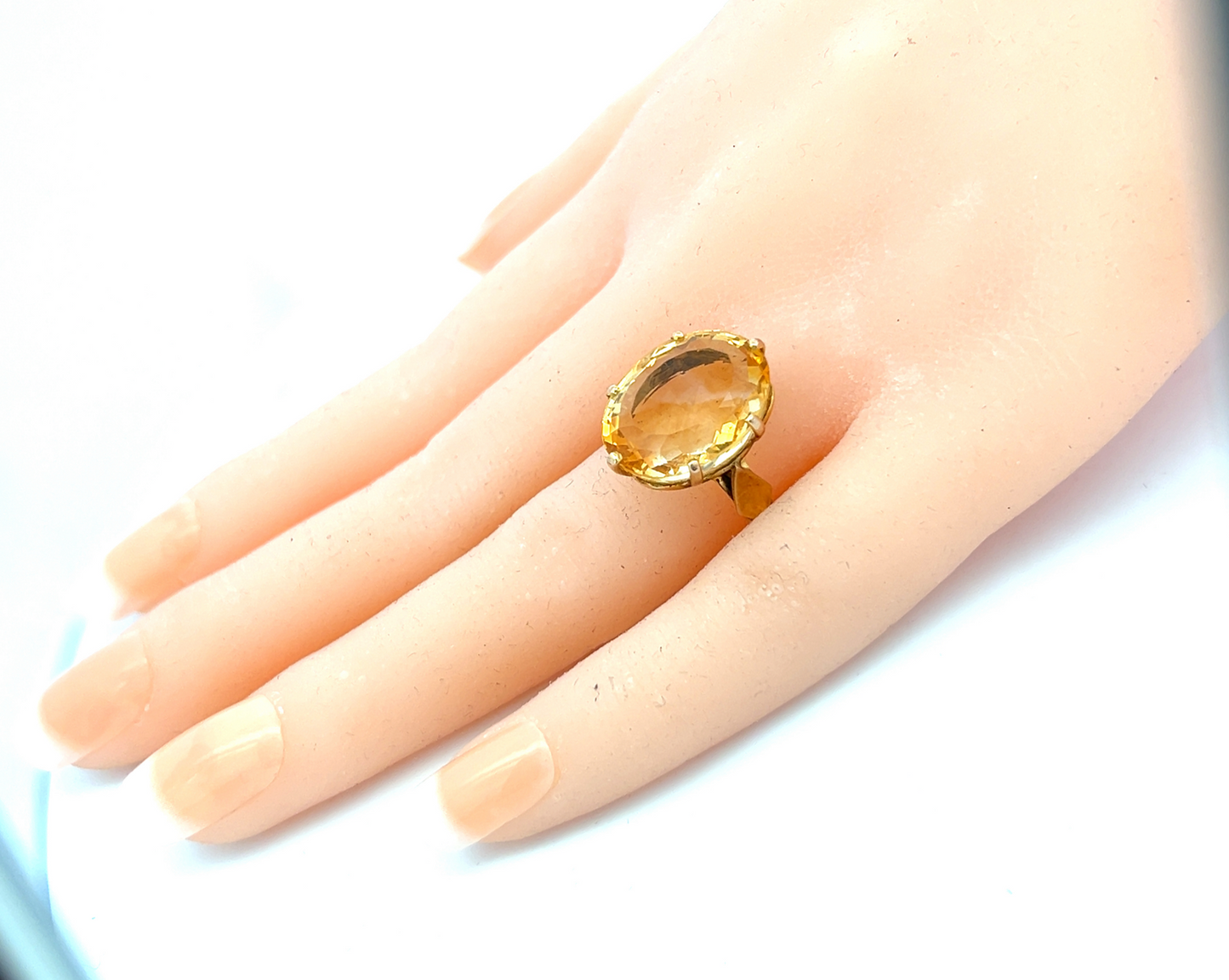 Vintage Oval Citrine 9ct Gold Dress Ring
