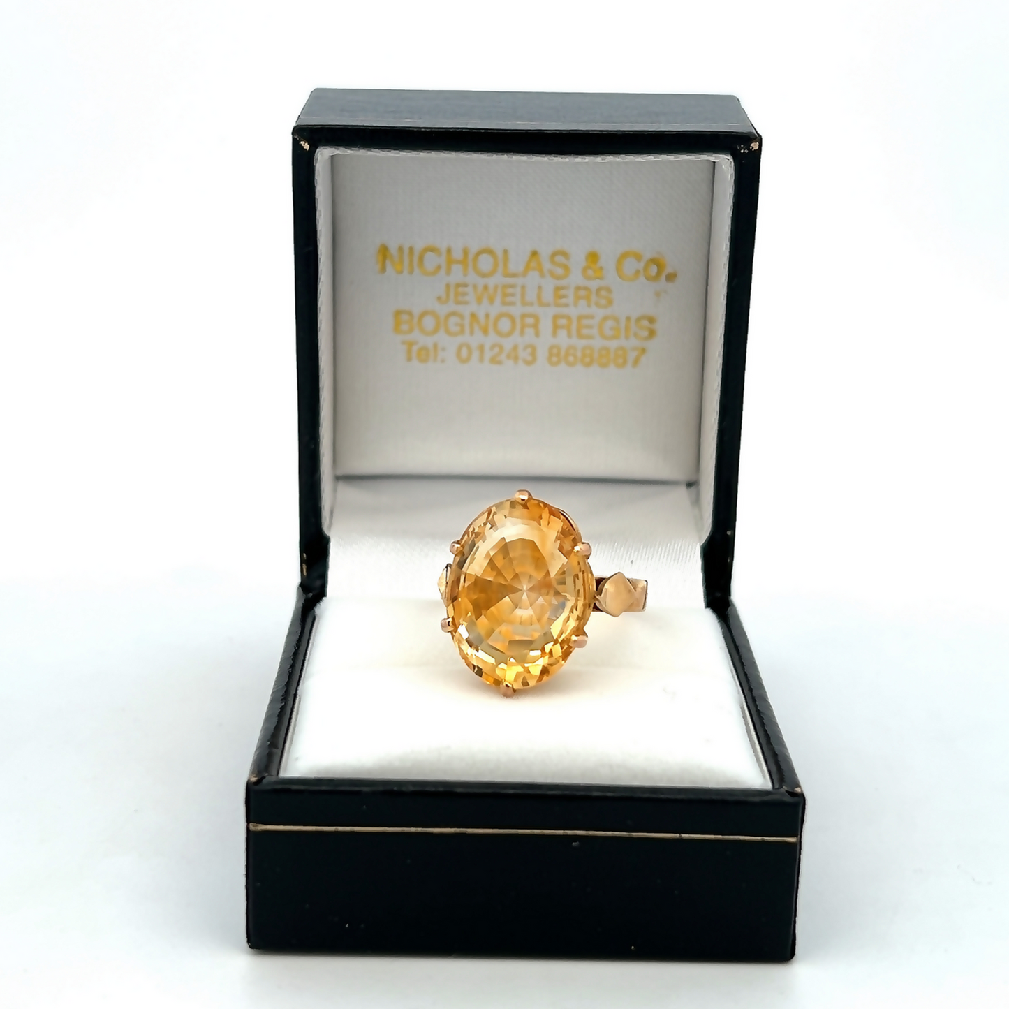Vintage Oval Citrine 9ct Gold Dress Ring