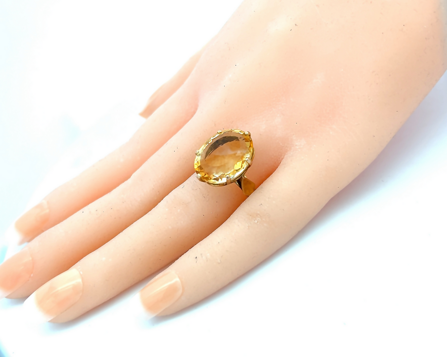 Vintage Oval Citrine 9ct Gold Dress Ring