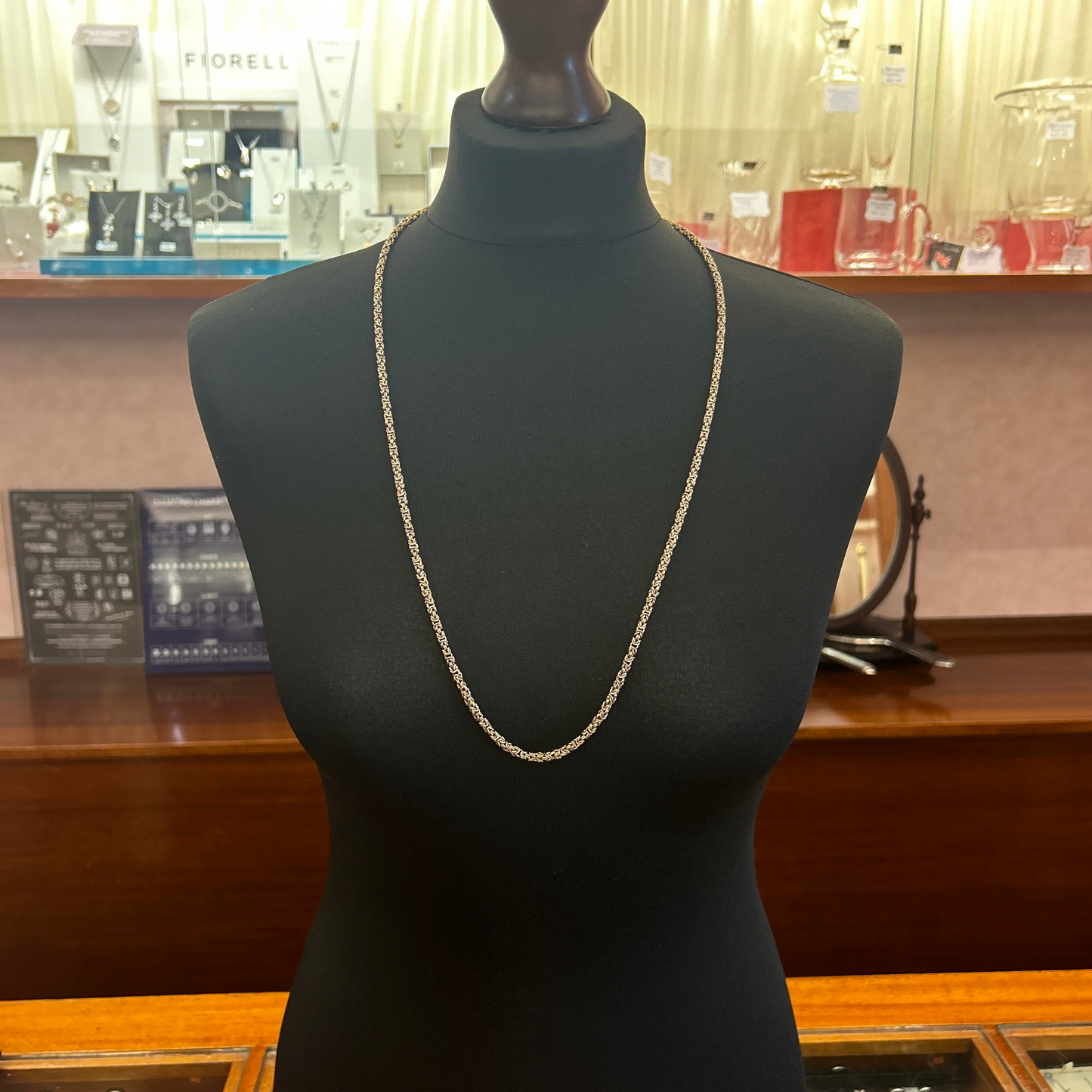 Vintage 30.45 Inches 9ct Gold Byzantine Necklace / Chain