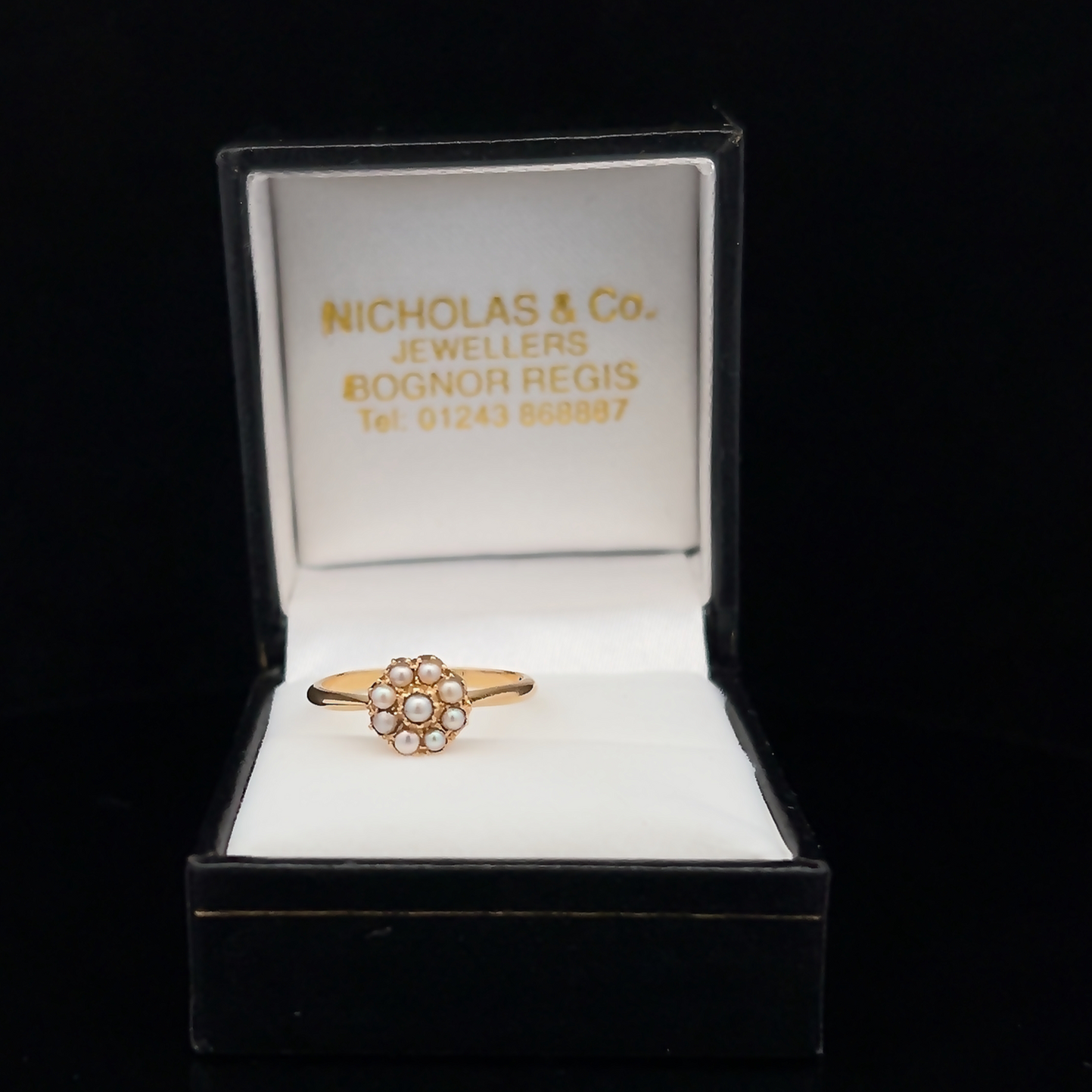 Antique Edwardian Natural Pearl Cluster 18ct Gold Ring