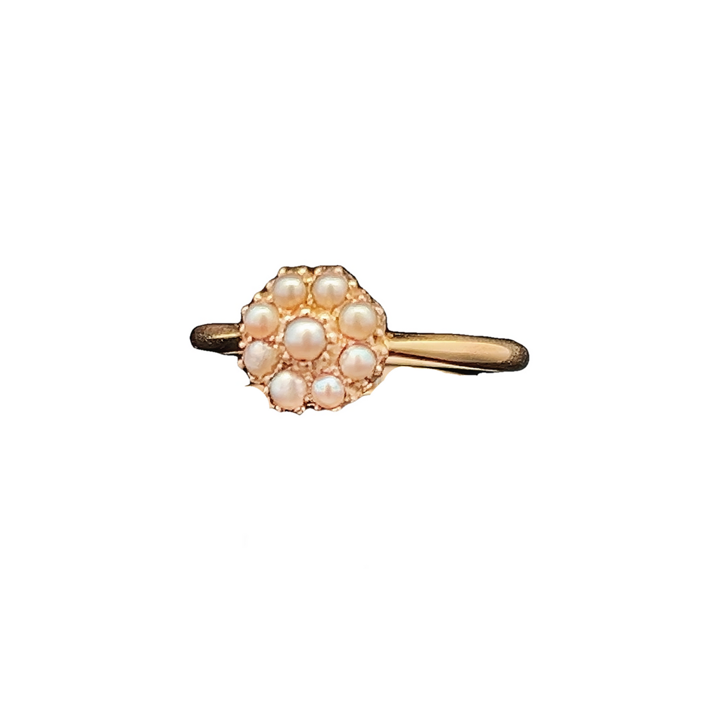 Antique Edwardian Natural Pearl Cluster 18ct Gold Ring