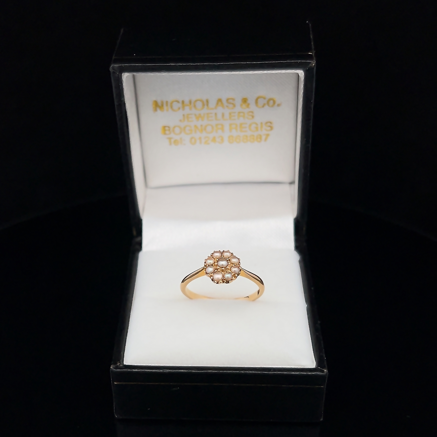 Antique Edwardian Natural Pearl Cluster 18ct Gold Ring